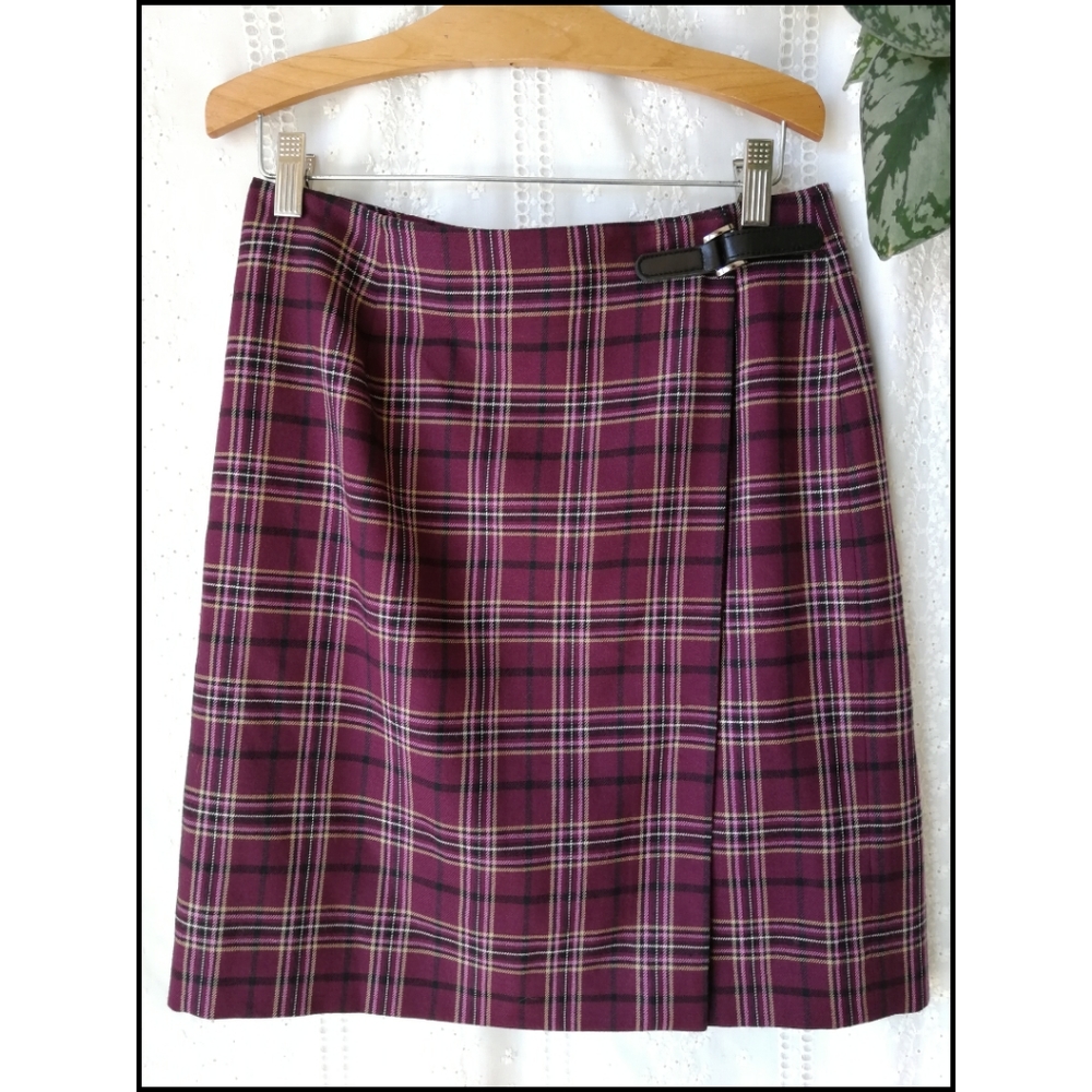 Charter Club Wool Blend Plaid Skirt 8P